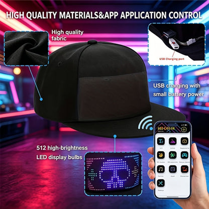 LED Party Hat App Controlled Programmable Light Up Hat, Custom Text Music Images for Rave Club Dance Halloween 4th of July Festival