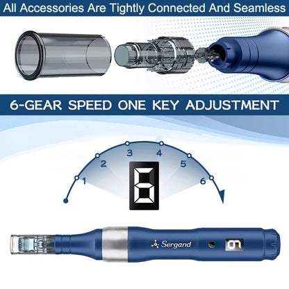 Electric Derma Pen Microneedling Device, Professional 6-Speed Wireless Adjustable Dermapen with 20pcs Replacement Cartridges
