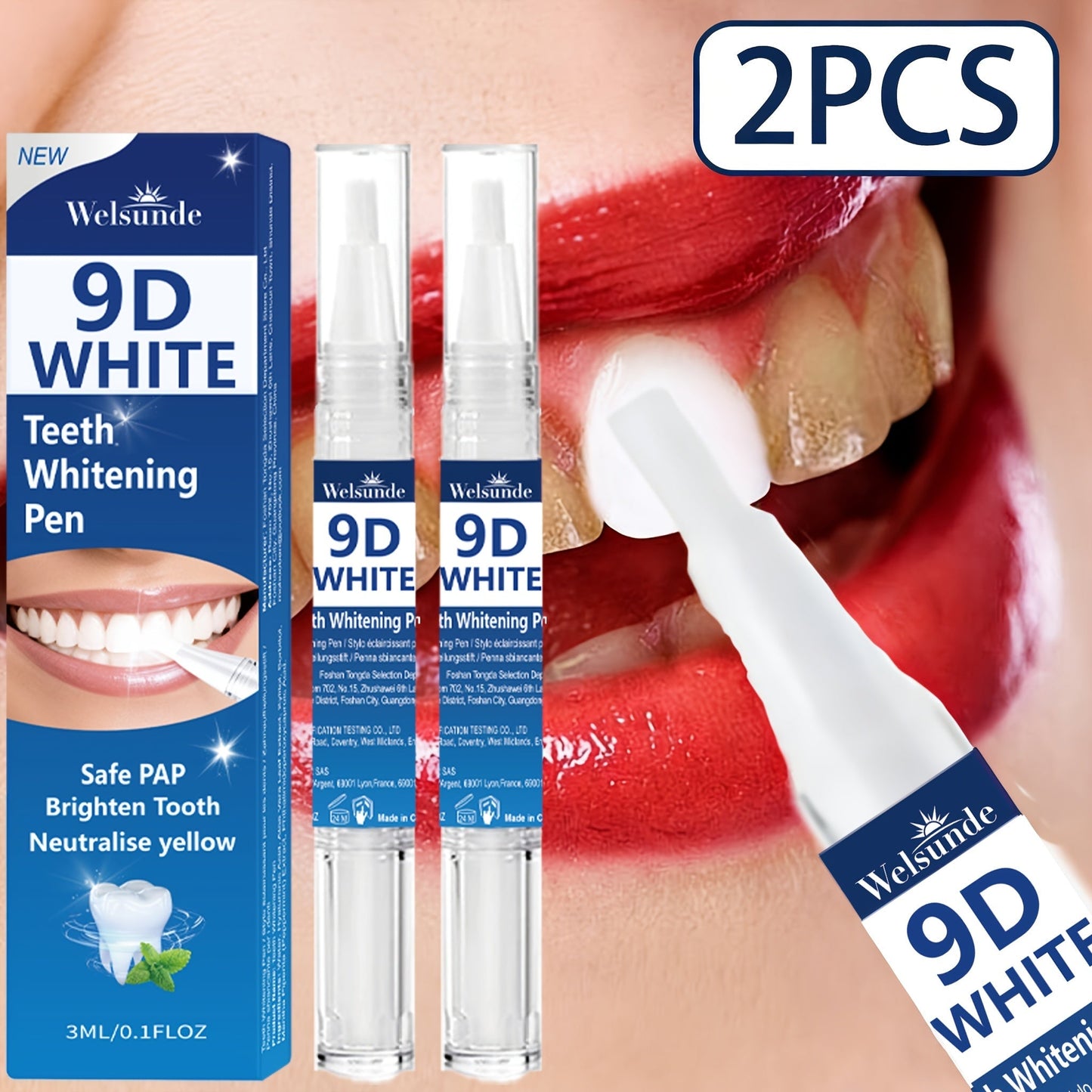 Teeth Whitening Pen 2pcs 9D Powerful Whitening Neutralize Yellow Stains Brighten Teeth Gum Care for an Everyday Personal Care Routine