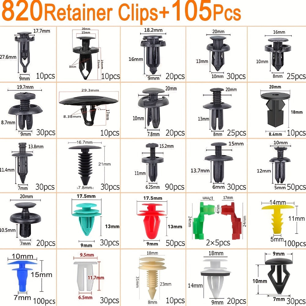 Car Body Fasteners Kit – Snap Rivets, Wing Expansion Screws & Willow Nails, Universal Automotive Retainer Clips for Car Body Panels