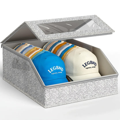 Stackable Baseball Cap Storage Box Organizer, Dustproof Cardboard Hat Box Holds 24 Caps, 1/2 Pack