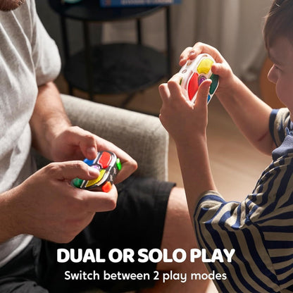 Portable Handheld Gaming Device 2-Pack, 7-Button Electronic Game with 4 Modes, Light & Sound, Memory & Speed Battle for Kids Ages 8+