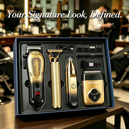 4-in-1 Cordless Grooming Kit for Men – Hair Clipper, Beard Trimmer, Electric Shaver & Nose Trimmer, Rechargeable Professional Hair Cutting