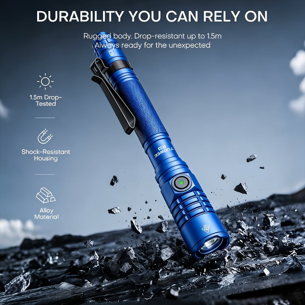 Tactical Penlight 1200 Lumen EDC Flashlight, High-Brightness Torch with Tail Switch Multi-Mode, Slim Pocket Light for Everyday Carry