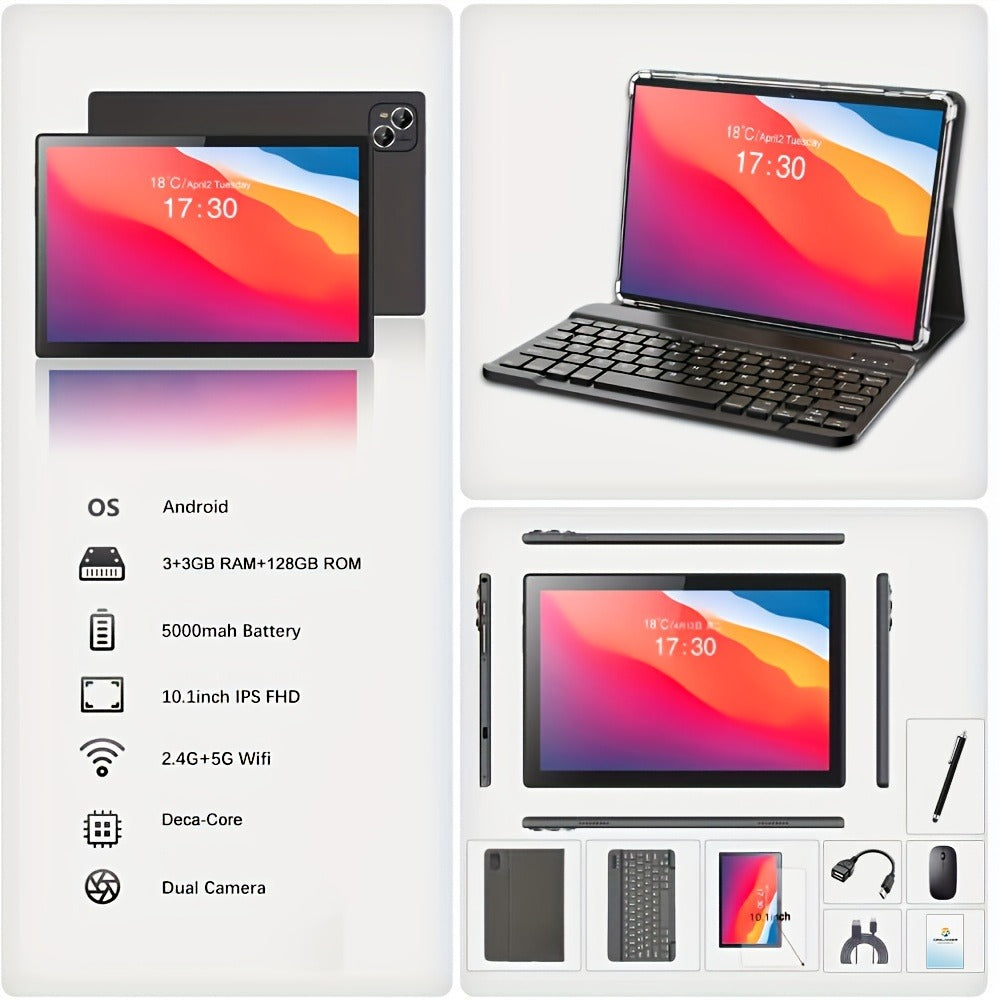 Android Tablet 10.1-Inch Pink 2-in-1 with 6GB RAM, 128GB Storage, 4G LTE and Keyboard Bundle