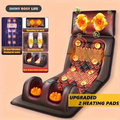 Full Body Heating Massager Set, PU Leather Massage Chair Pad with Neck Massager, Leg Massager, Lumbar Pillow & Headrest