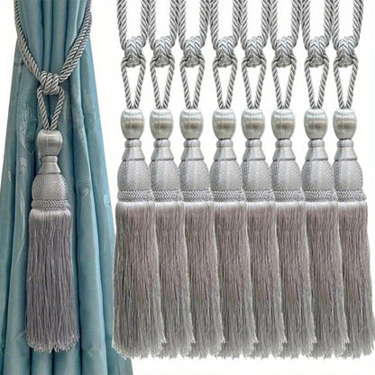 Curtain Tiebacks with Tassels Hand Woven Rope Curtain Tie Backs with Golden Accents 4/8pcs Home Decor