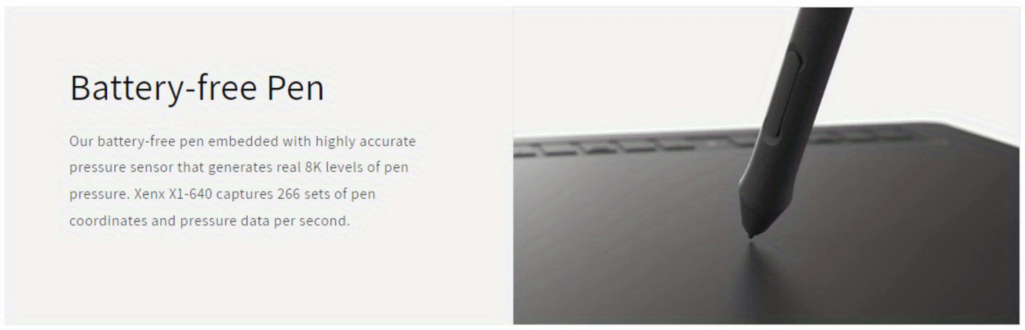 XENX Graphics Drawing Tablet 10 x 6.22 Inch, 8192 Pressure Sensitivity Battery-Free Passive Stylus