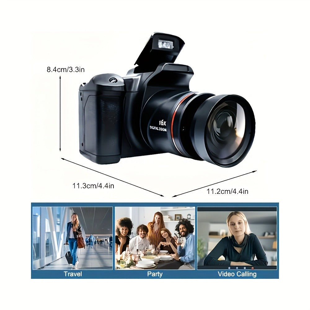 1080P Mini Digital Camera for Photography Vlogging 2.4" LCD 16x Zoom 9.88mm Wide-Angle Lens Compact Travel Camera with 32GB Memory Card