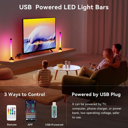 RGBIC LED Light Bar Music Sync RGB Ambient Lighting USB Powered 64+ Modes 16 Million Colors App, for Home, Desk and Accent Lighting