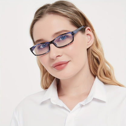 Reading Glasses – Five-Pair Rectangular Set with Spring Hinges and Mixed Colors with Multiple Strength and Color Options