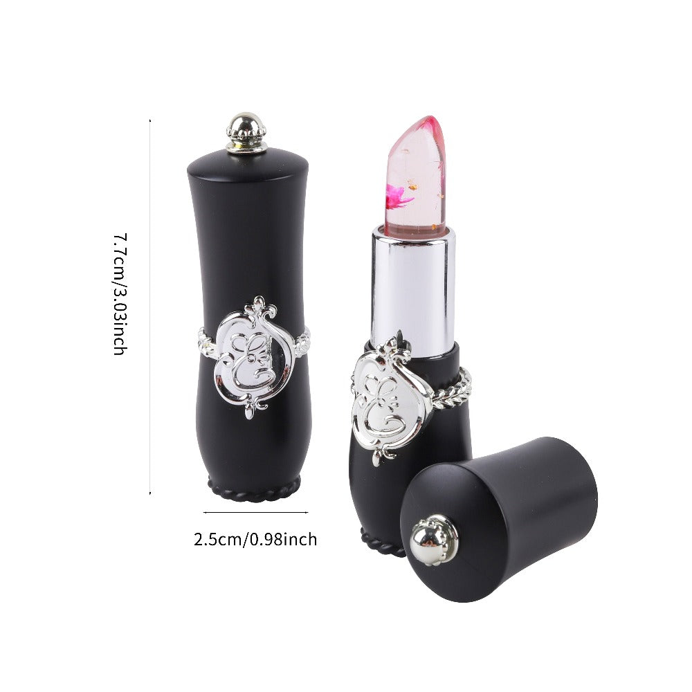 Lipstick Set, 12-Piece Flower-Core Jelly Collection with Pink-and-Black or Black-and-Black Case Options
