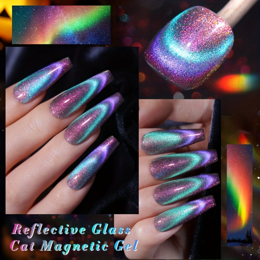 Gel Nail Polish BORN PRETTY 6-Piece 10ml Magnetic Cat-Eye Set with Double-Light Reflection