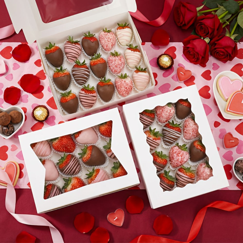 Cookie Boxes with Window 48 Pack, 8x6x2.5" Kraft Bakery Boxes for Cookies, Macarons, Pastries & Cake