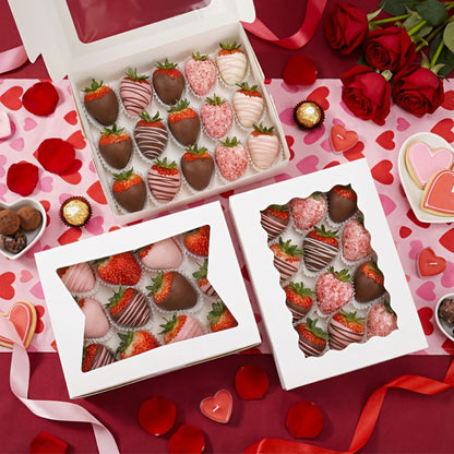 Cookie Boxes with Window 48 Pack, 8x6x2.5" Kraft Bakery Boxes for Cookies, Macarons, Pastries & Cake