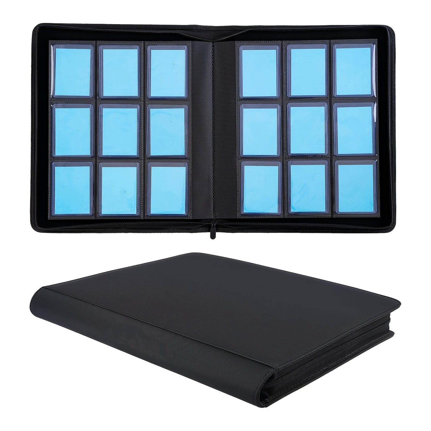 288-Slot Trading Card Storage Binder with 9-Pocket Pages, Zip-Around Cover and 3 x 4-Inch Top Loader Fit