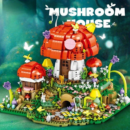 Fairy Mushroom House Building Blocks Set 2000+ Pcs – Mythical Fantasy Miniature Architecture Model 663 Desktop Decoration Display for Adults
