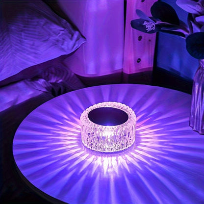 RGB LED Desk Lamp 16 Color Crystal Effect - Portable Battery Powered Night Light with Remote & Touch Control
