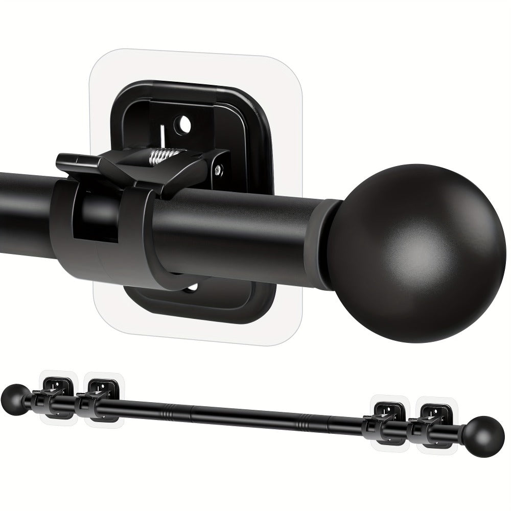 No-Drill Curtain Rod Set with Adhesive Brackets Renter Friendly 5/8 Inch Adjustable Window for Entryways, Bedrooms and Living Spaces
