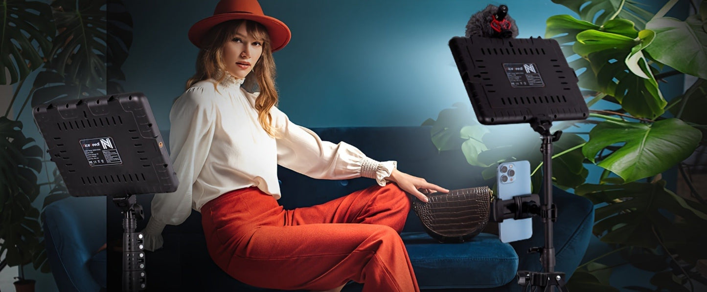 2-Pack LED Video Light Kit with Tripod Stand & Phone Holder, 2800-6500K Dimmable, CRI 97+, USB Powered Studio Lighting for YouTube