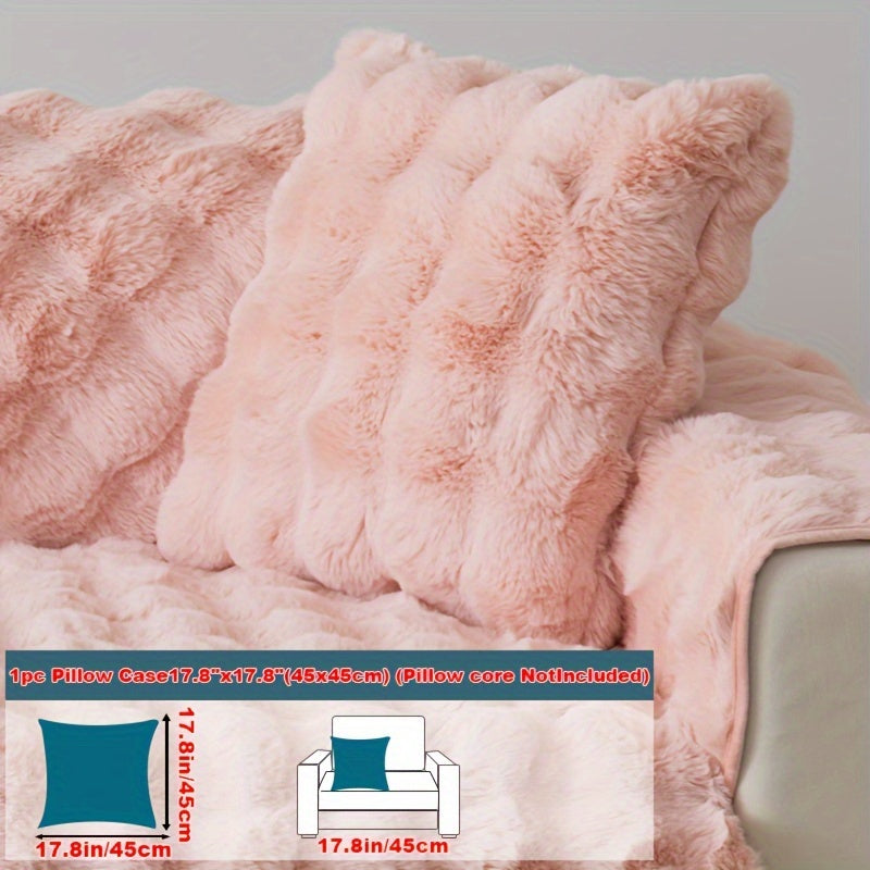 Sofa Cover Thick Faux Rabbit Plush Panels with Backing Detail for Seat, Armrest, Backrest or Pillowcase