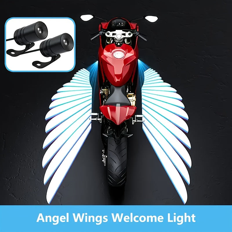 LED Angel Wing Motorcycle Projection Light Ground Shadow Decorative Atmosphere Light for Motorcycles Scooters Night Riding Visibility