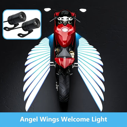 LED Angel Wing Motorcycle Projection Light Ground Shadow Decorative Atmosphere Light for Motorcycles Scooters Night Riding Visibility