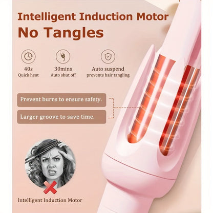 Automatic Curling Iron for Women with Ionic Technology, 4 Temperature Settings, 3 Timer Options, Dual-Direction Rotation