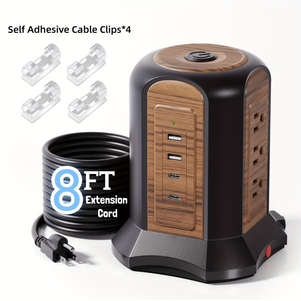 Surge- Power Tower 13-in-1 with Wireless Charger, 9 AC Outlets & 4 USB Ports (2 USB-C PD18W), 1080J Surge Protector