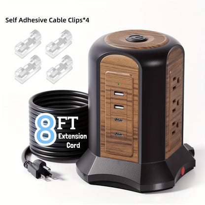 Surge- Power Tower 13-in-1 with Wireless Charger, 9 AC Outlets & 4 USB Ports (2 USB-C PD18W), 1080J Surge Protector