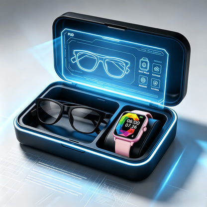 Smart Glasses and Full-Touch Smartwatch Bundle with Multi-Language Photo Translation, Calls and Music