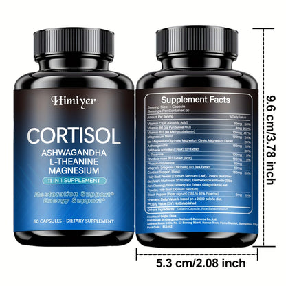 Rhodiola Ashwagandha Stress Capsules with L-Theanine & Magnesium, Cortisol Balance, Deep Sleep & Mood Support Supplement for Women & Men