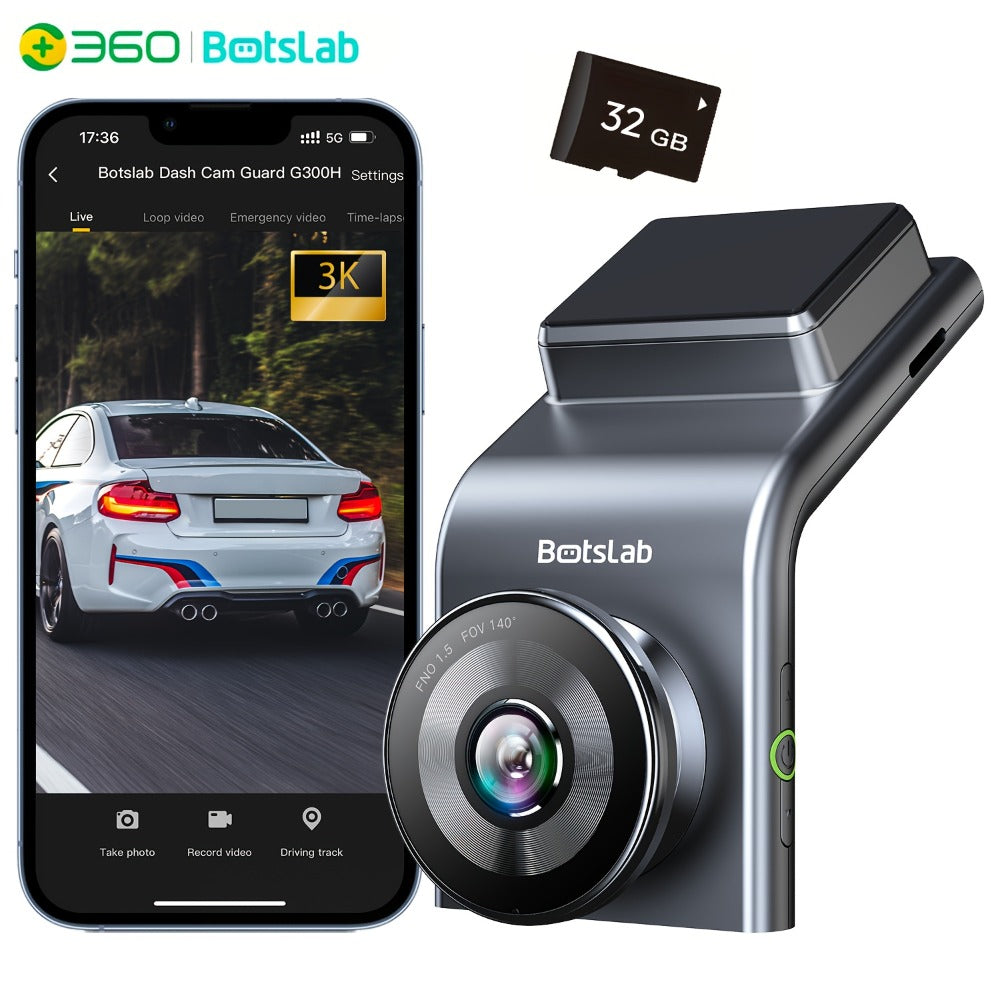 Botslab G300H Pro Dash Camera with 3K Label, Built-In WiFi and GPS, Plus Card or Hardwire Kit Bundles