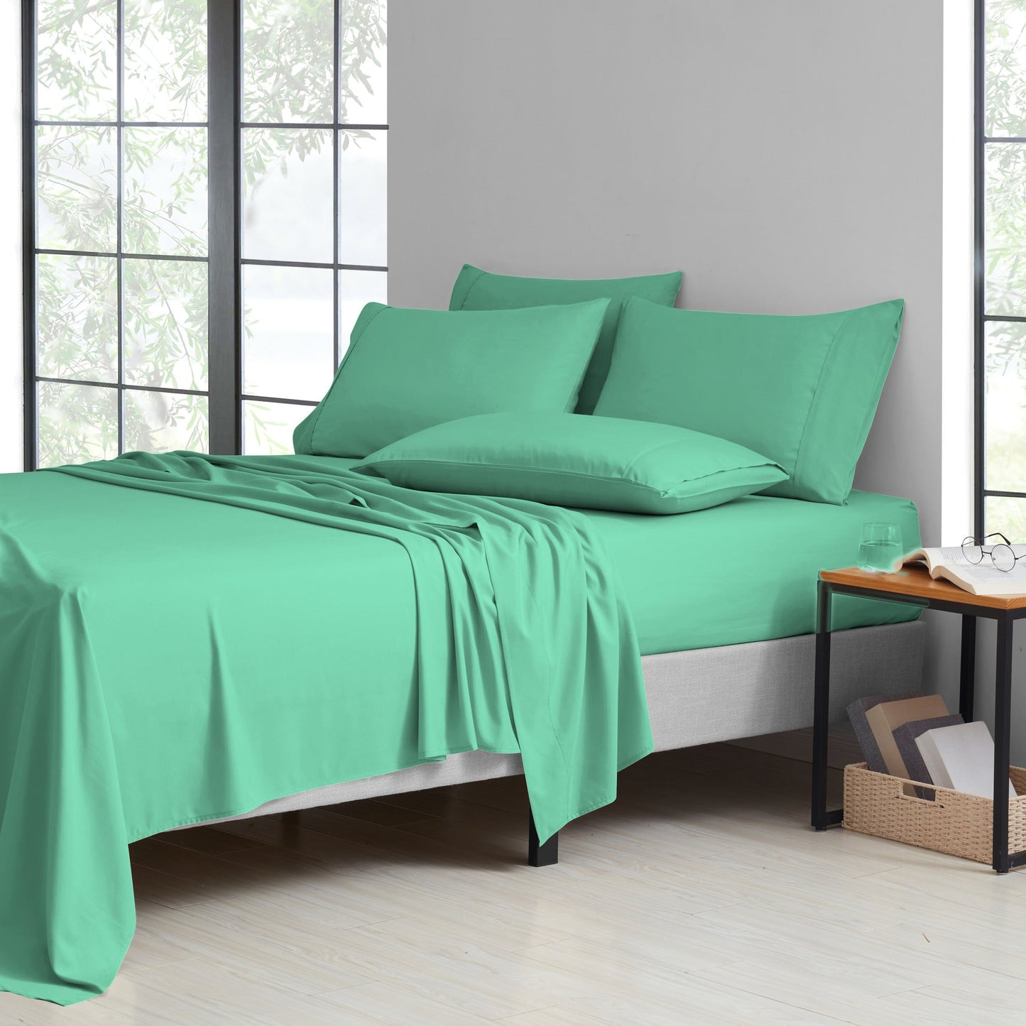 Microfiber and Bamboo Blend Sheet Set with 3- or 6-Piece Packages, 20 Colors and Five Bed Sizes