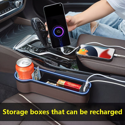 Black Lighted Seat-Gap Car Organizer with Phone Slot, USB Ports and Driver, Passenger or Pair Options