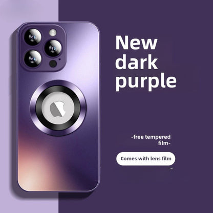 Phone Case Frosted Tempered Glass and TPU Cover with Integrated Lens Film for Select iPhones