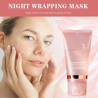 Collagen Night Mask with Brush Overnight Face Mask Sleeping Mask Elasticity Skin Care for All Skin Types