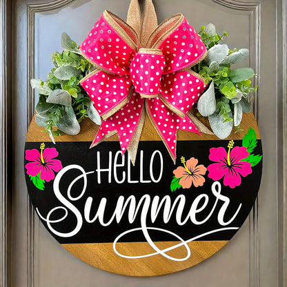 Summer Door Hanger for Front Door - Hello Summer Spring Wreath All Season Door Decor for Entryways, Bedrooms and Living Spaces