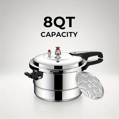 Aluminum Pressure Cooker Stovetop - 4.5Qt & 8Qt with Exhaust Valve & Multiple Safety Protections