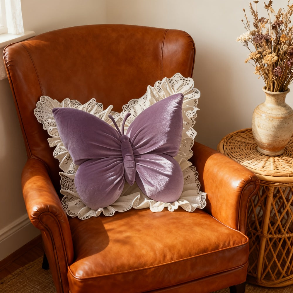 Butterfly Shaped Throw Pillow 3D Bow Decorative Cute Accent Pillow for Bed Sofa Couch Velvet for Entryways, Bedrooms and Living Spaces