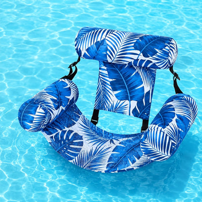 Pool Float Tropical Leaf Lounge Chair with Sling Seat, Inflatable Side Bolsters and Adjustable Headrest
