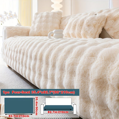 Sofa Cover Thick Faux Rabbit Plush Panels with Backing Detail for Seat, Armrest, Backrest or Pillowcase