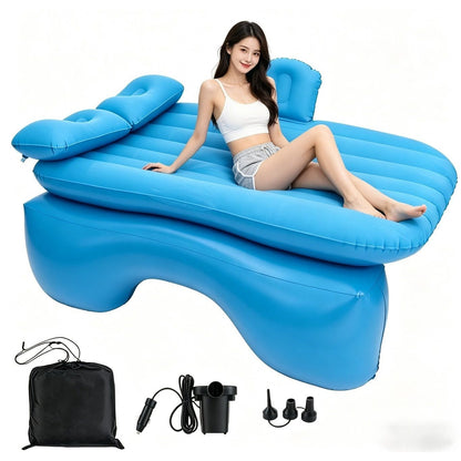 Inflatable Car Air Mattress for SUV, Truck & Back Seat – Fast Inflate Portable Camping Bed with Pillow, Air Pump & Carry Bag for Road Trips