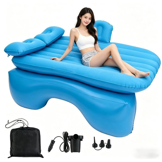 Inflatable Car Air Mattress for SUV, Truck & Back Seat – Fast Inflate Portable Camping Bed with Pillow, Air Pump & Carry Bag for Road Trips