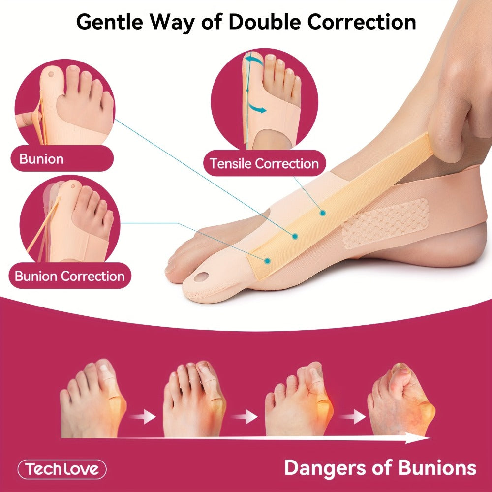 Big Toe Separator Sock Pair in Medium or Large with Adjustable Strap, Toe Loop and Low-Profile Sleeve