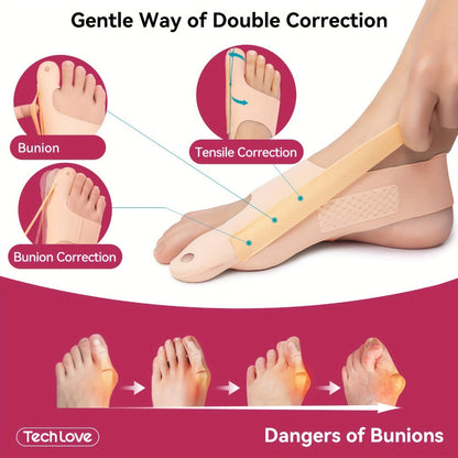 Big Toe Separator Sock Pair in Medium or Large with Adjustable Strap, Toe Loop and Low-Profile Sleeve