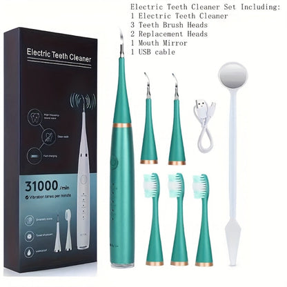 Electric Teeth Cleaner Kit USB Rechargeable, 5 Cleaning Modes Dental Scaler Plaque Tartar Remover Gum Health