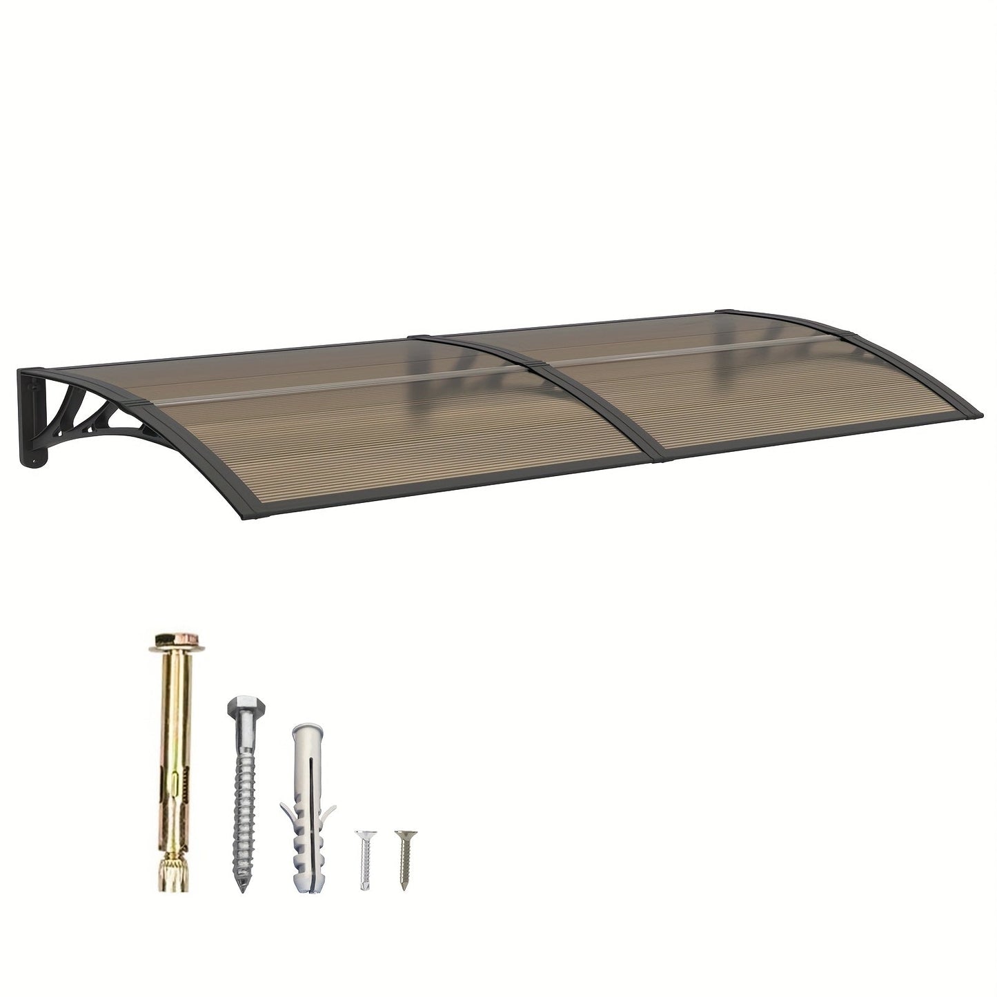 Window Awning Door Canopy Polycarbonate Overhang, UPF 50+ UV & Rain Protection, Leak-Proof Hollow Sheet