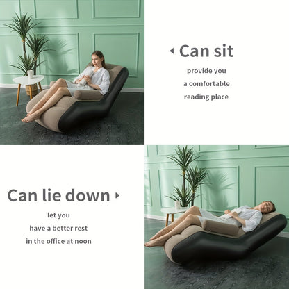 Portable S-Curve Inflatable Recliner Chair in Coffee Brown or Pink for Indoor and Outdoor Lounging