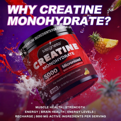 Micronized Creatine Monohydrate 5000mg Powder 300g 60 Servings, No Artificial Sweeteners or Flavors
